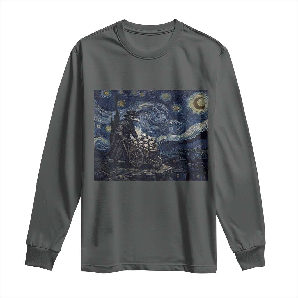 Gothic Plague Doctor Starry Night Inspired Long Sleeve Shirt Dark Parody Horror