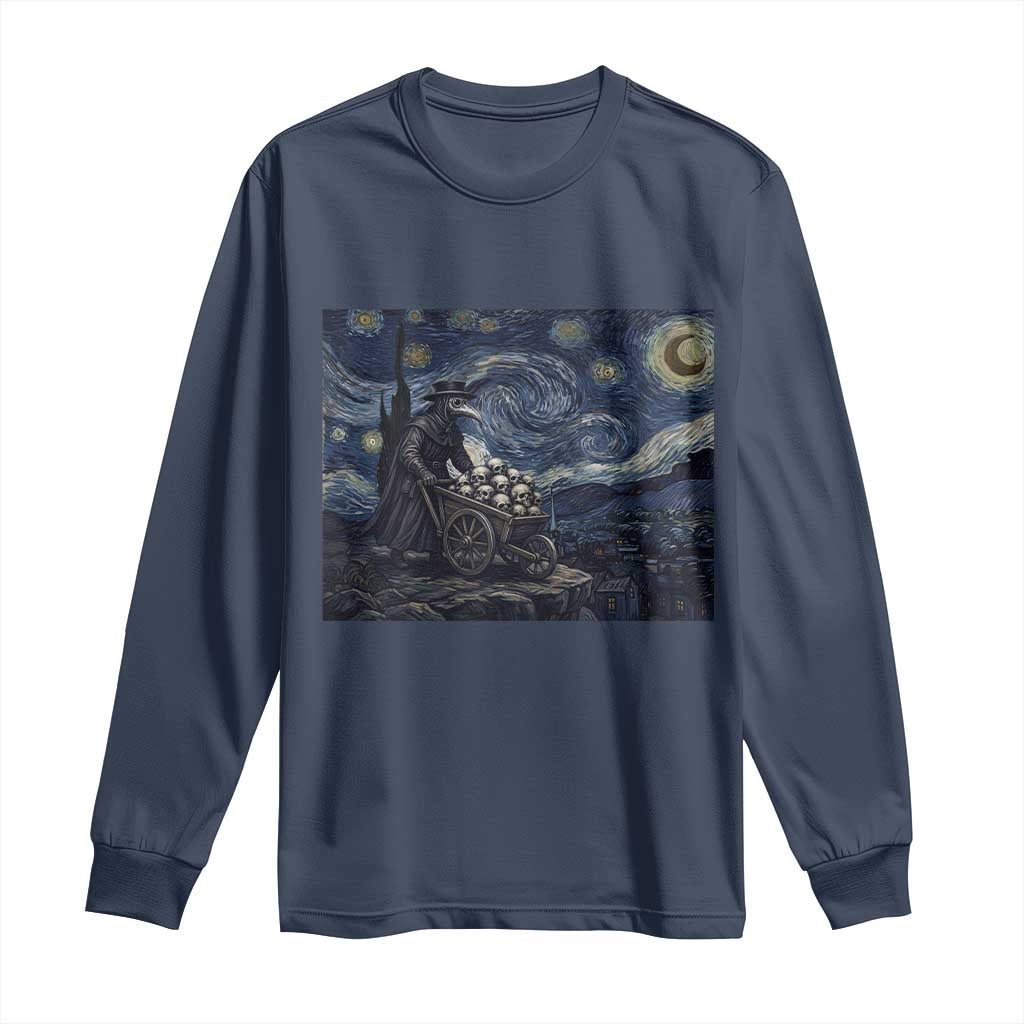 Gothic Plague Doctor Starry Night Inspired Long Sleeve Shirt Dark Parody Horror