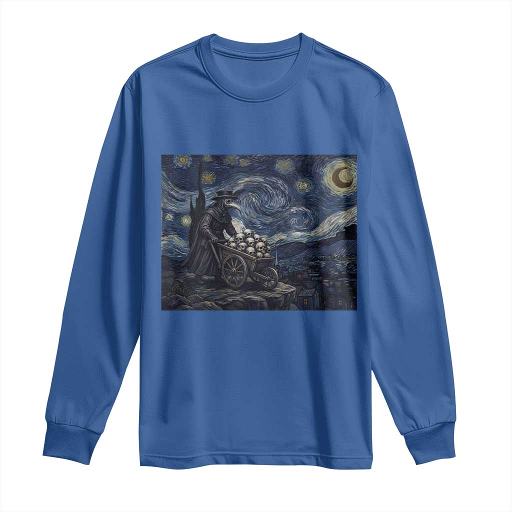 Gothic Plague Doctor Starry Night Inspired Long Sleeve Shirt Dark Parody Horror