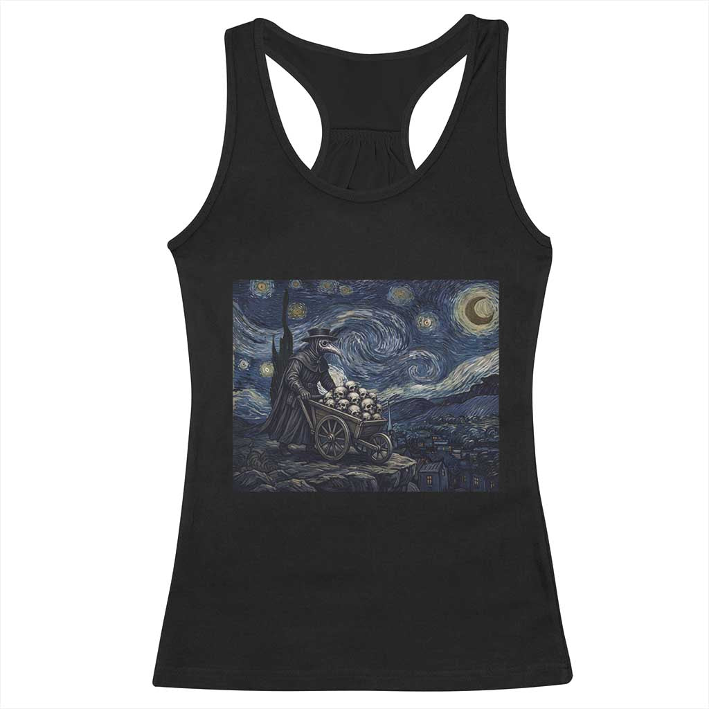 Gothic Plague Doctor Starry Night Inspired Racerback Tank Top Dark Parody Horror