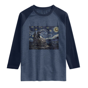 Gothic Plague Doctor Starry Night Inspired Raglan Shirt Dark Parody Horror