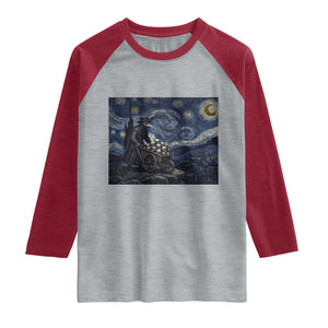 Gothic Plague Doctor Starry Night Inspired Raglan Shirt Dark Parody Horror