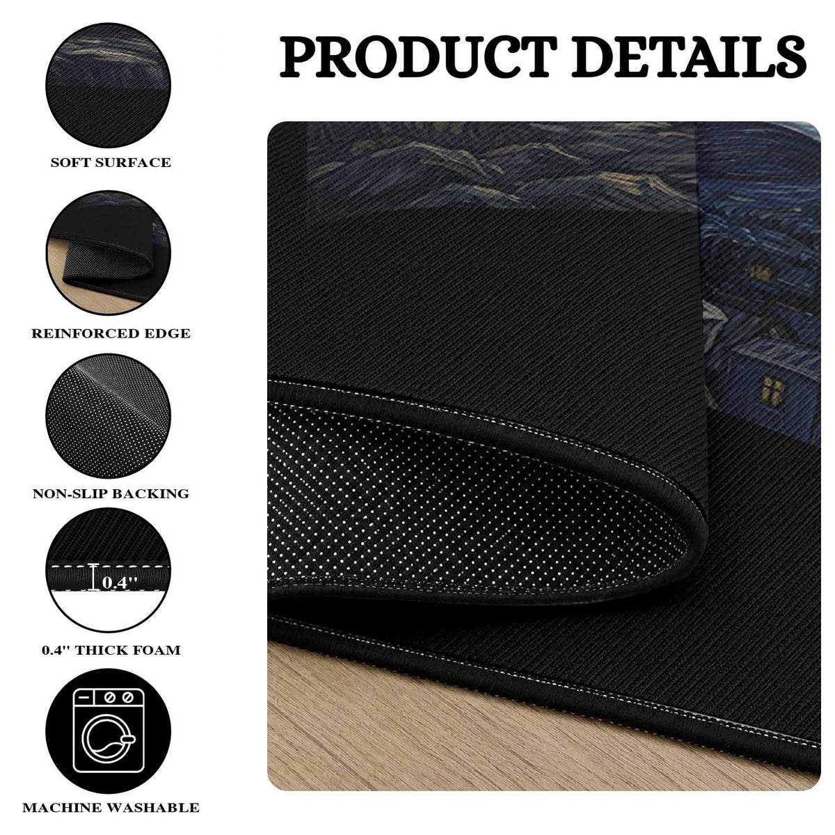 Gothic Plague Doctor Starry Night Inspired Round Rug Dark Parody Horror