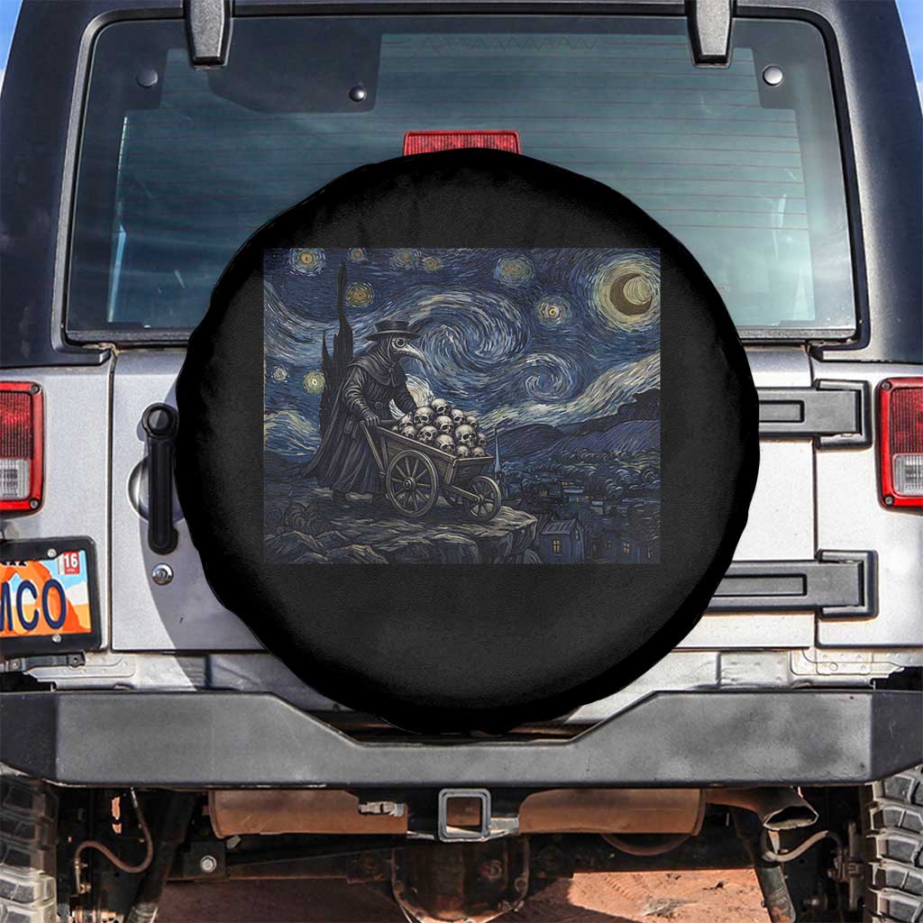 Gothic Plague Doctor Starry Night Inspired Spare Tire Cover Dark Parody Horror