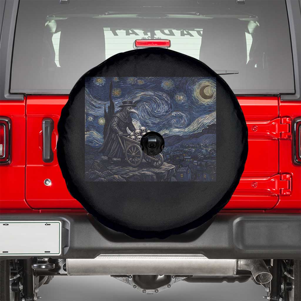 Gothic Plague Doctor Starry Night Inspired Spare Tire Cover Dark Parody Horror