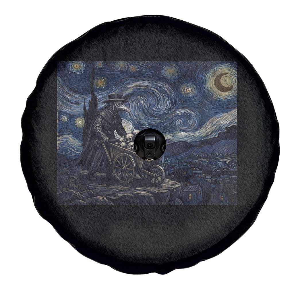 Gothic Plague Doctor Starry Night Inspired Spare Tire Cover Dark Parody Horror