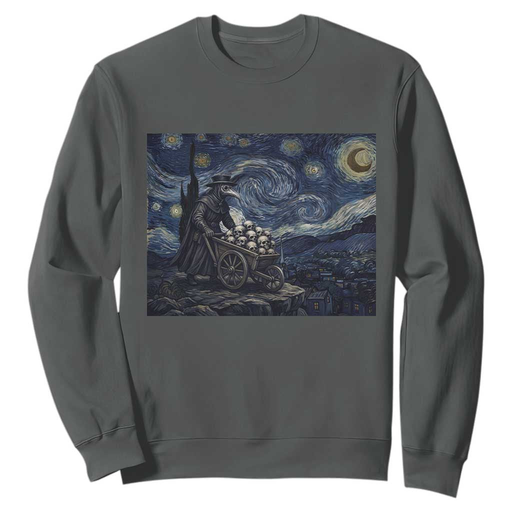 Gothic Plague Doctor Starry Night Inspired Sweatshirt Dark Parody Horror