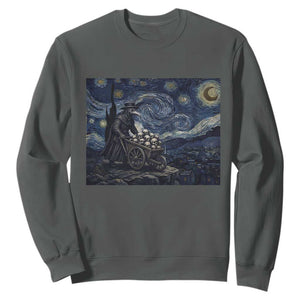 Gothic Plague Doctor Starry Night Inspired Sweatshirt Dark Parody Horror