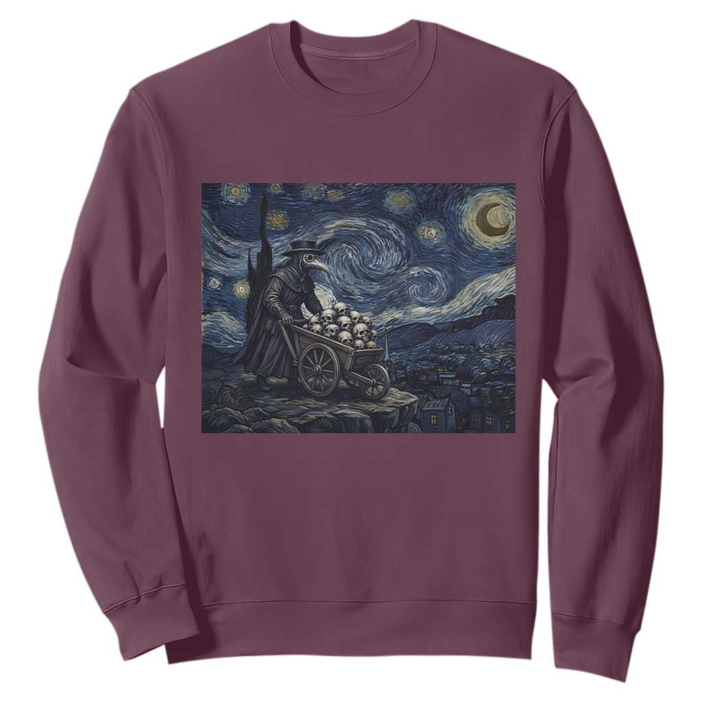 Gothic Plague Doctor Starry Night Inspired Sweatshirt Dark Parody Horror
