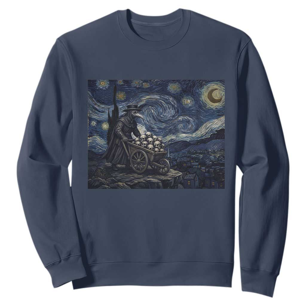 Gothic Plague Doctor Starry Night Inspired Sweatshirt Dark Parody Horror