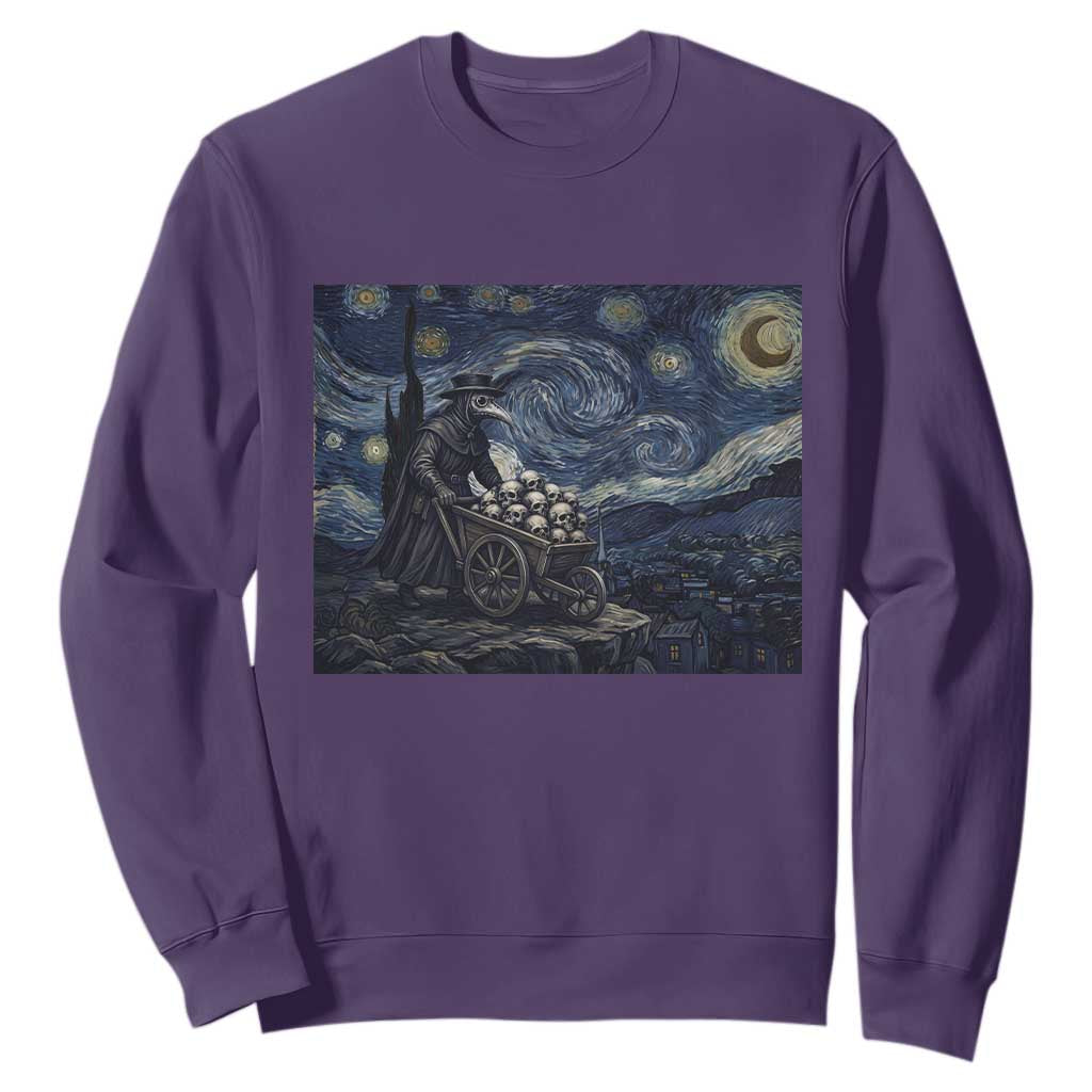 Gothic Plague Doctor Starry Night Inspired Sweatshirt Dark Parody Horror