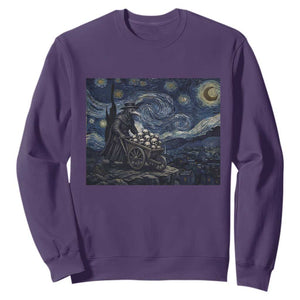 Gothic Plague Doctor Starry Night Inspired Sweatshirt Dark Parody Horror