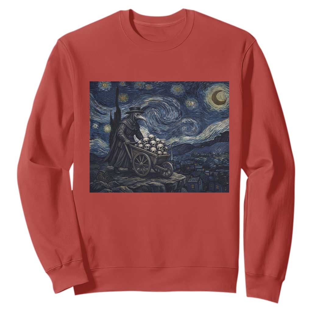 Gothic Plague Doctor Starry Night Inspired Sweatshirt Dark Parody Horror