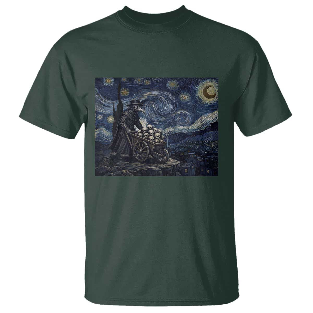 Gothic Plague Doctor Starry Night Inspired T Shirt Dark Parody Horror