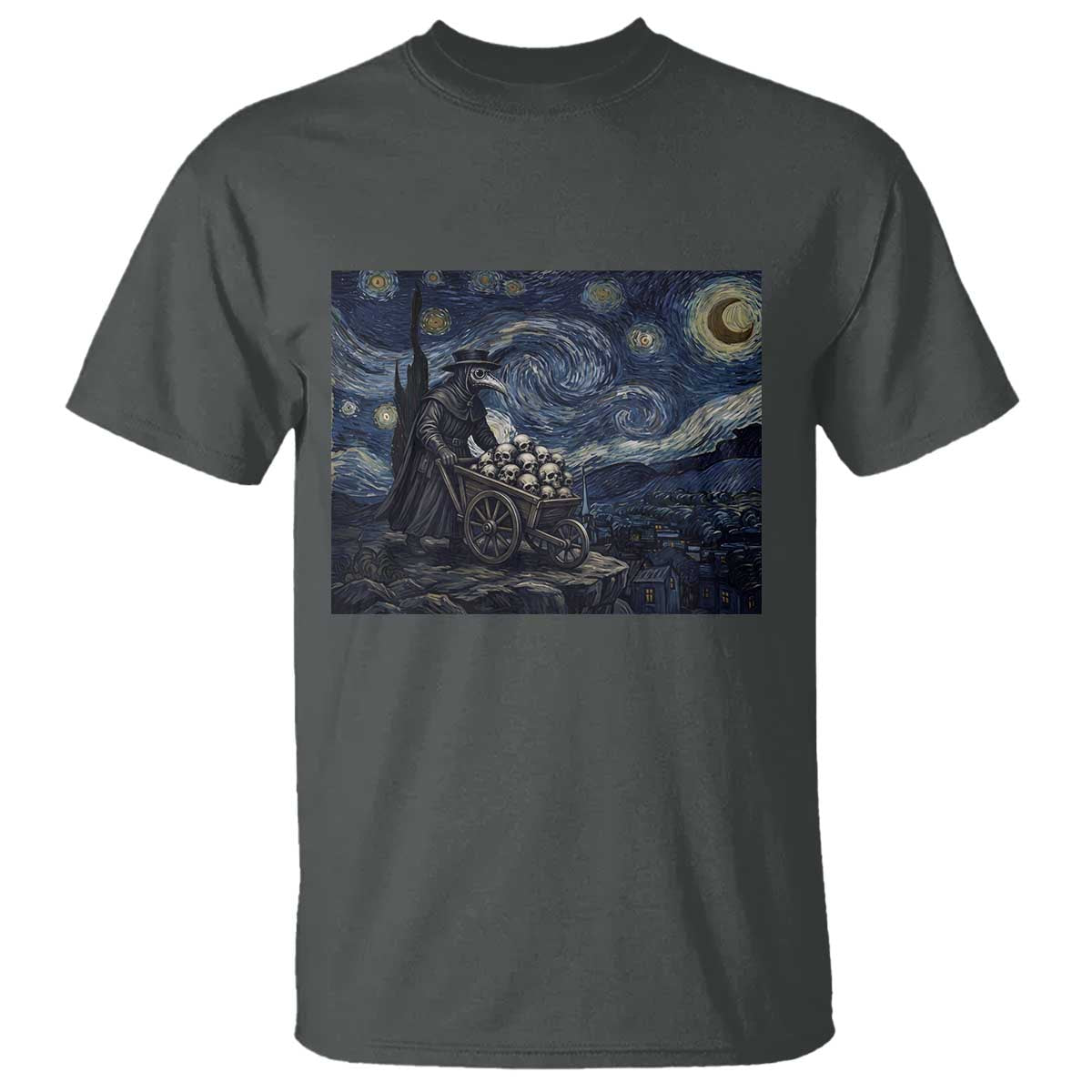 Gothic Plague Doctor Starry Night Inspired T Shirt Dark Parody Horror