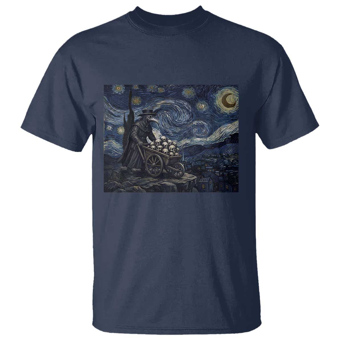 Gothic Plague Doctor Starry Night Inspired T Shirt Dark Parody Horror