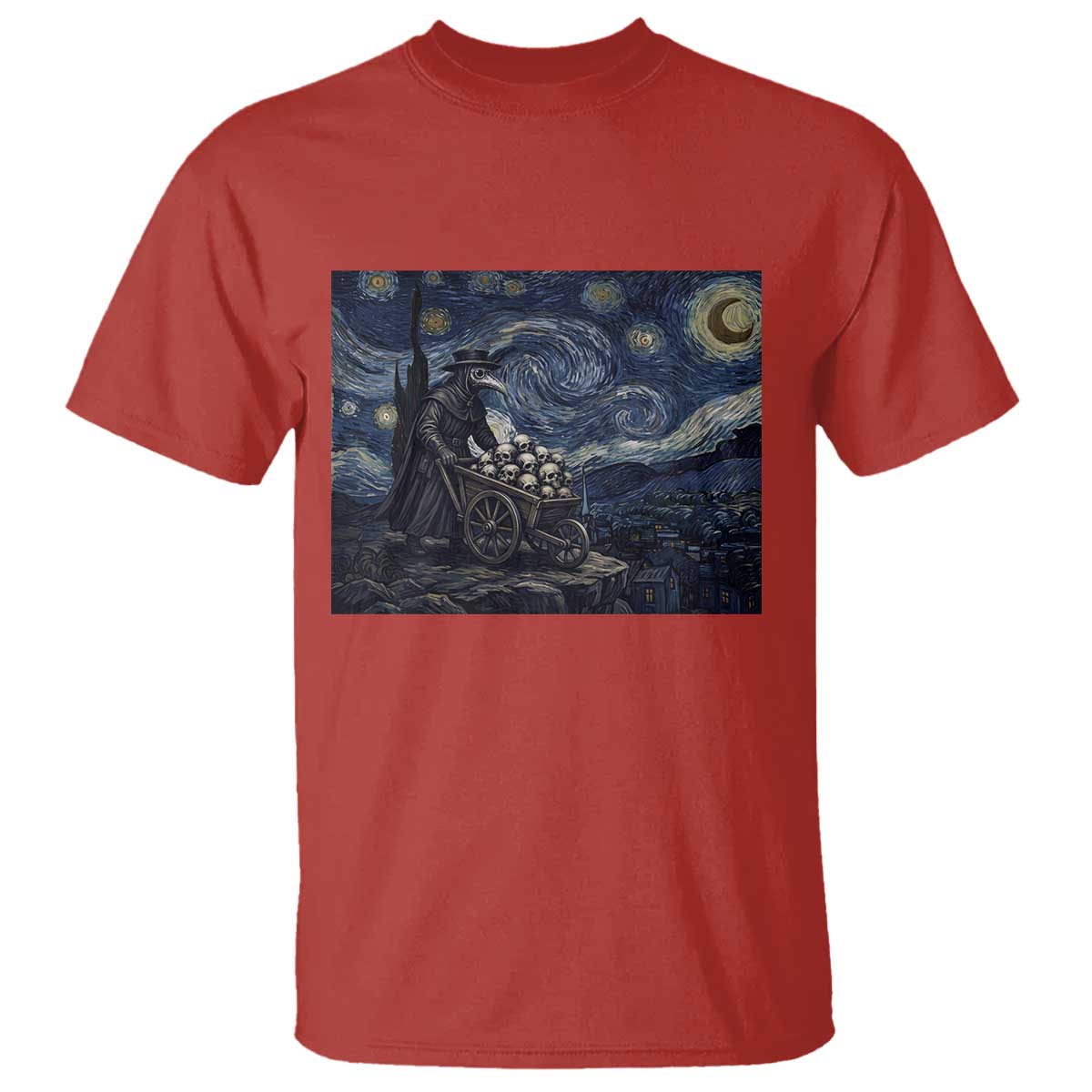 Gothic Plague Doctor Starry Night Inspired T Shirt Dark Parody Horror