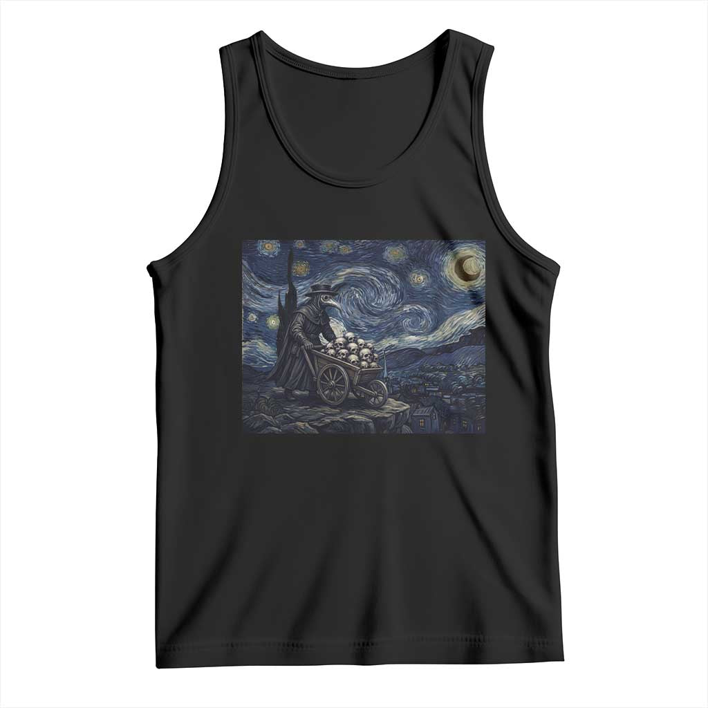Gothic Plague Doctor Starry Night Inspired Tank Top Dark Parody Horror
