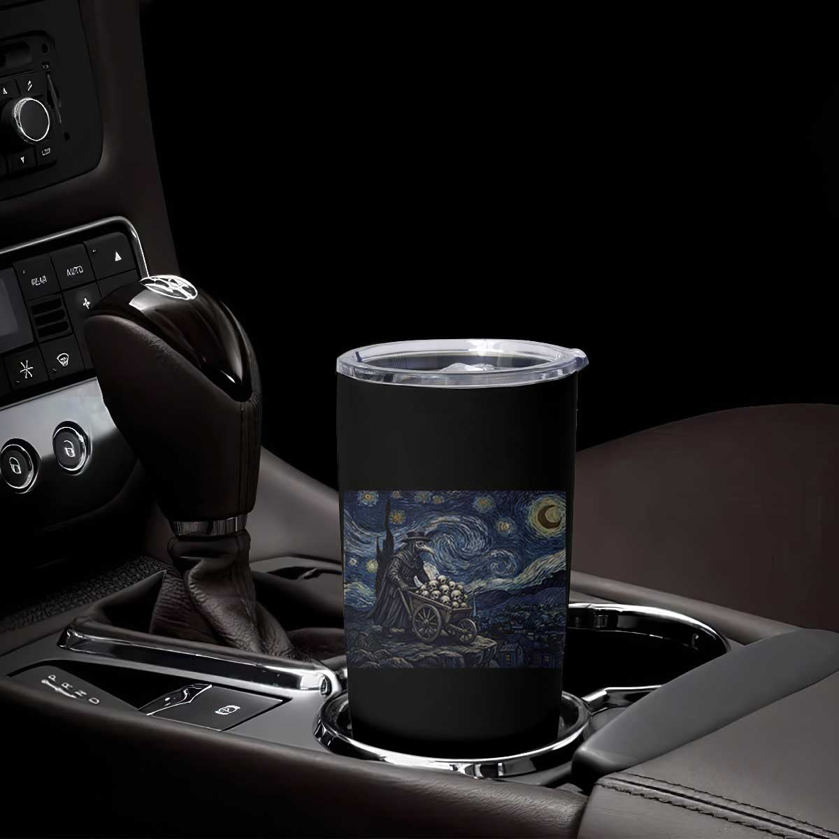 Gothic Plague Doctor Starry Night Inspired Tumbler Cup Dark Parody Horror