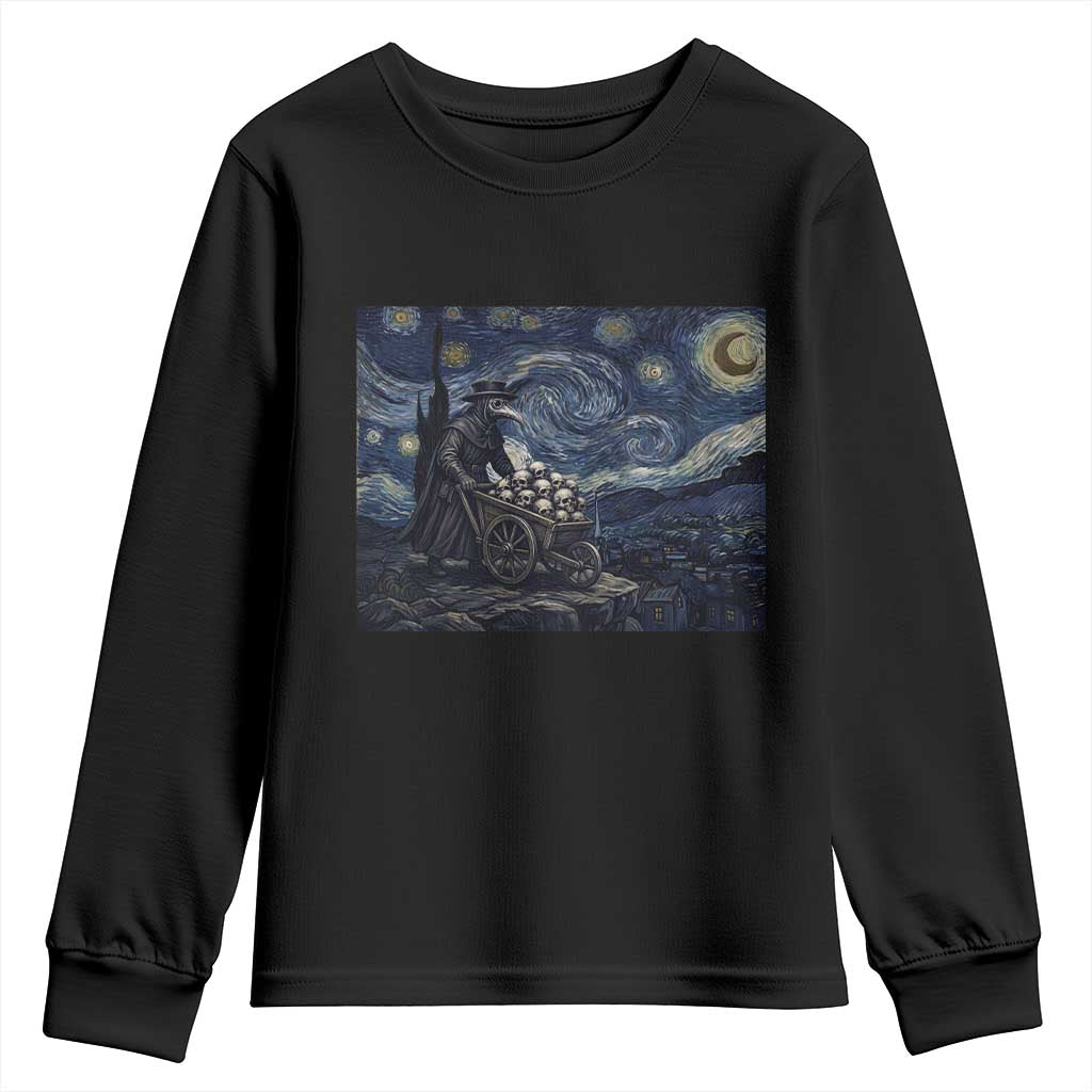 Gothic Plague Doctor Starry Night Inspired Youth Sweatshirt Dark Parody Horror