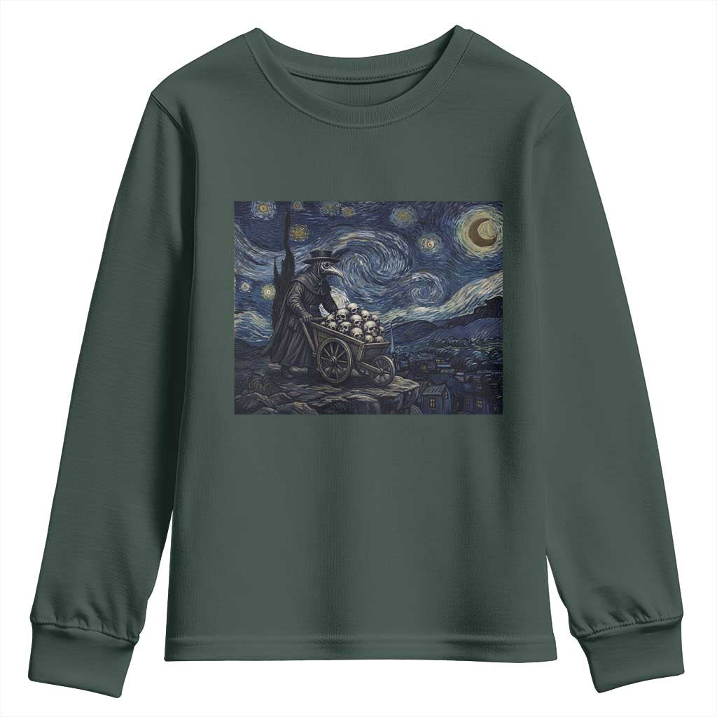 Gothic Plague Doctor Starry Night Inspired Youth Sweatshirt Dark Parody Horror