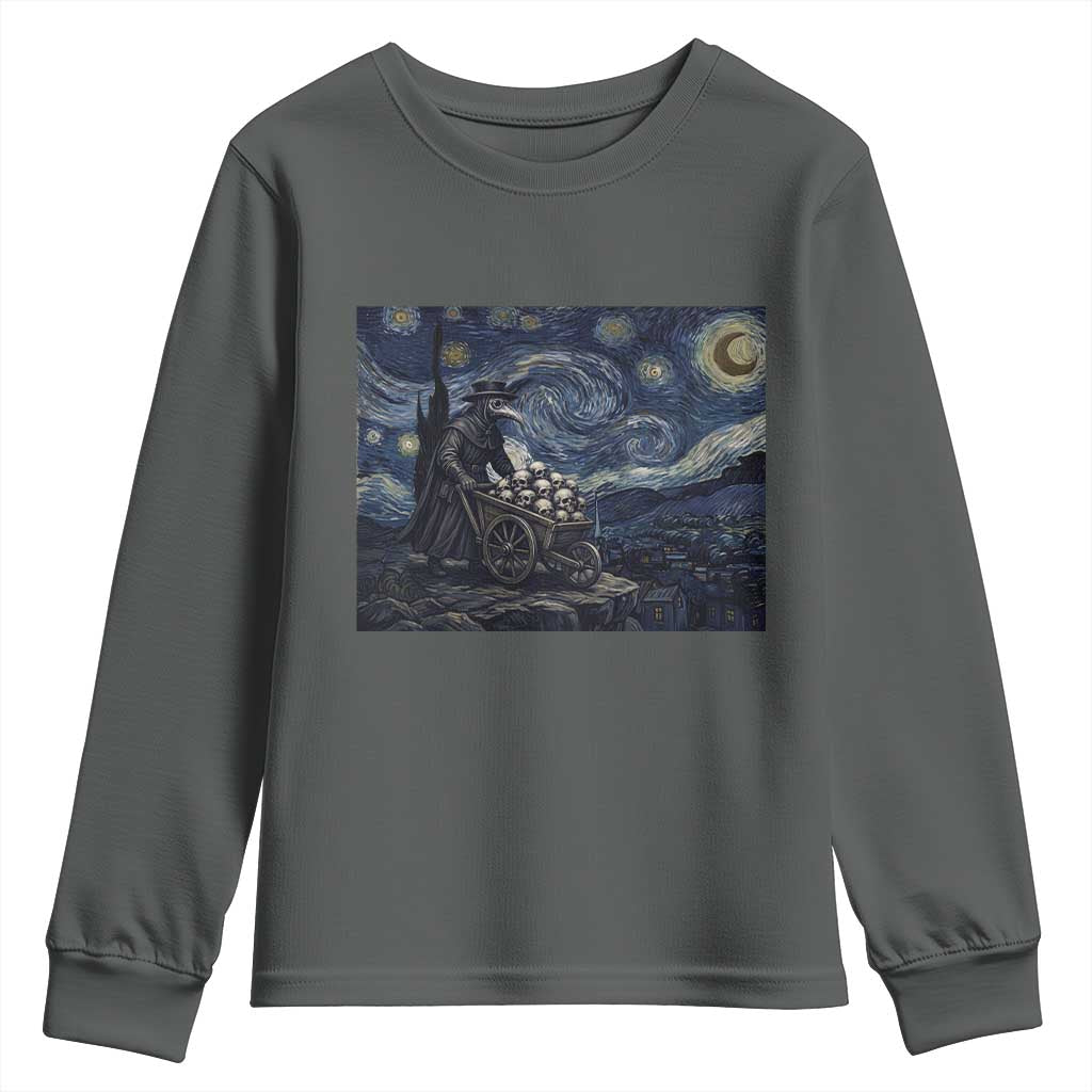 Gothic Plague Doctor Starry Night Inspired Youth Sweatshirt Dark Parody Horror