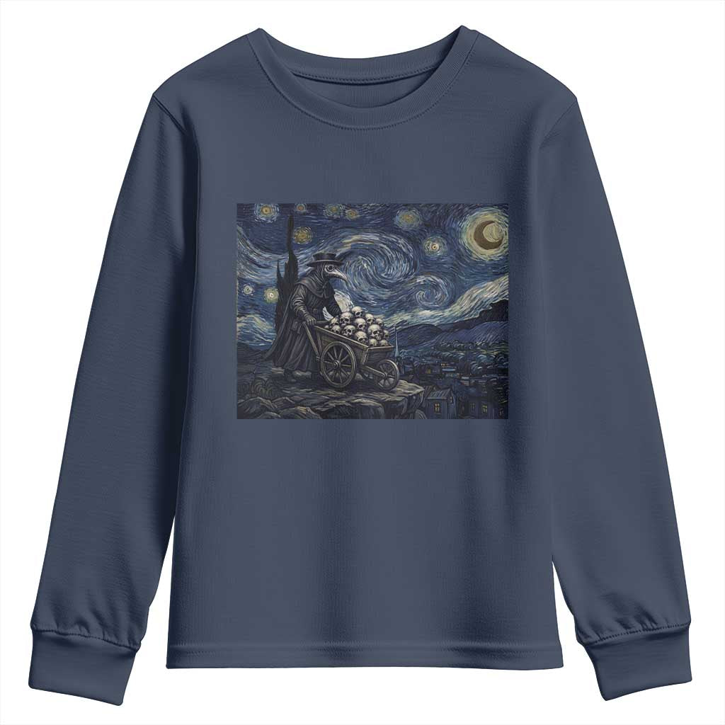 Gothic Plague Doctor Starry Night Inspired Youth Sweatshirt Dark Parody Horror