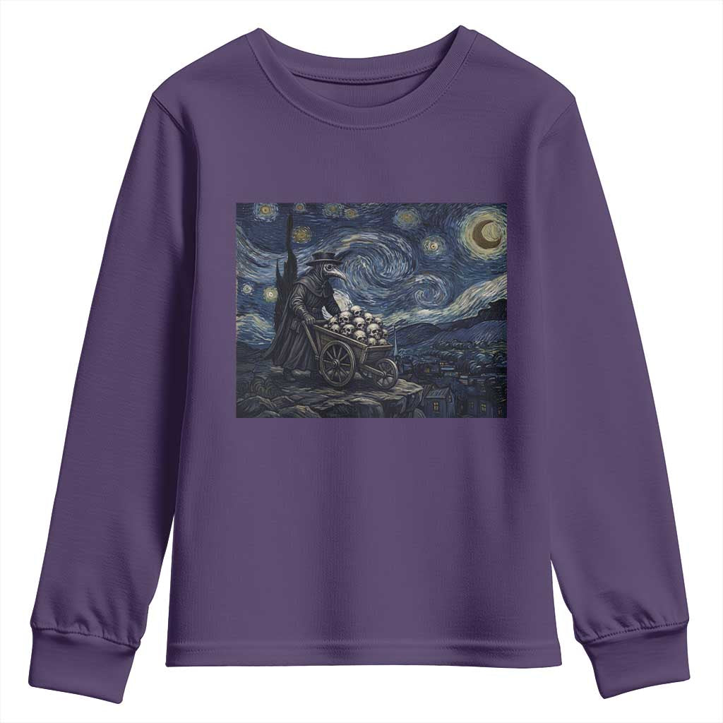 Gothic Plague Doctor Starry Night Inspired Youth Sweatshirt Dark Parody Horror