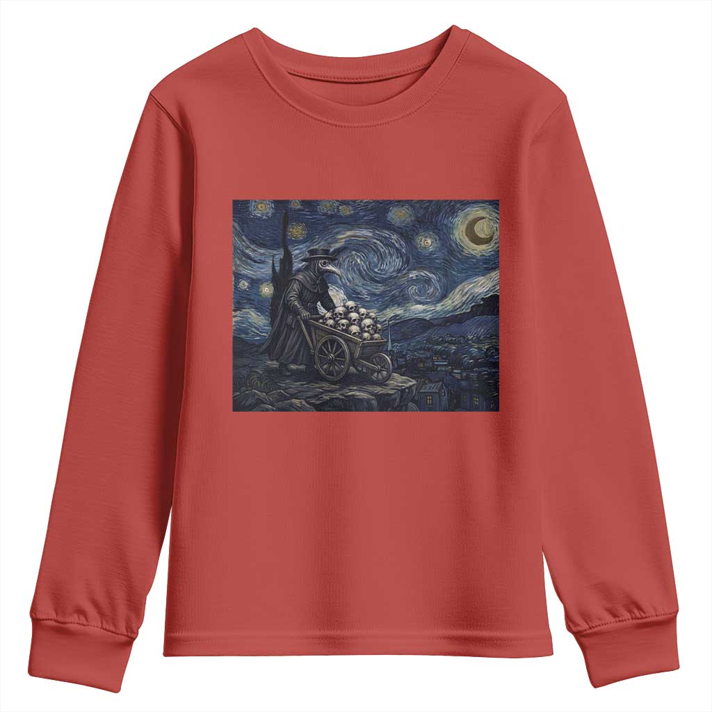Gothic Plague Doctor Starry Night Inspired Youth Sweatshirt Dark Parody Horror