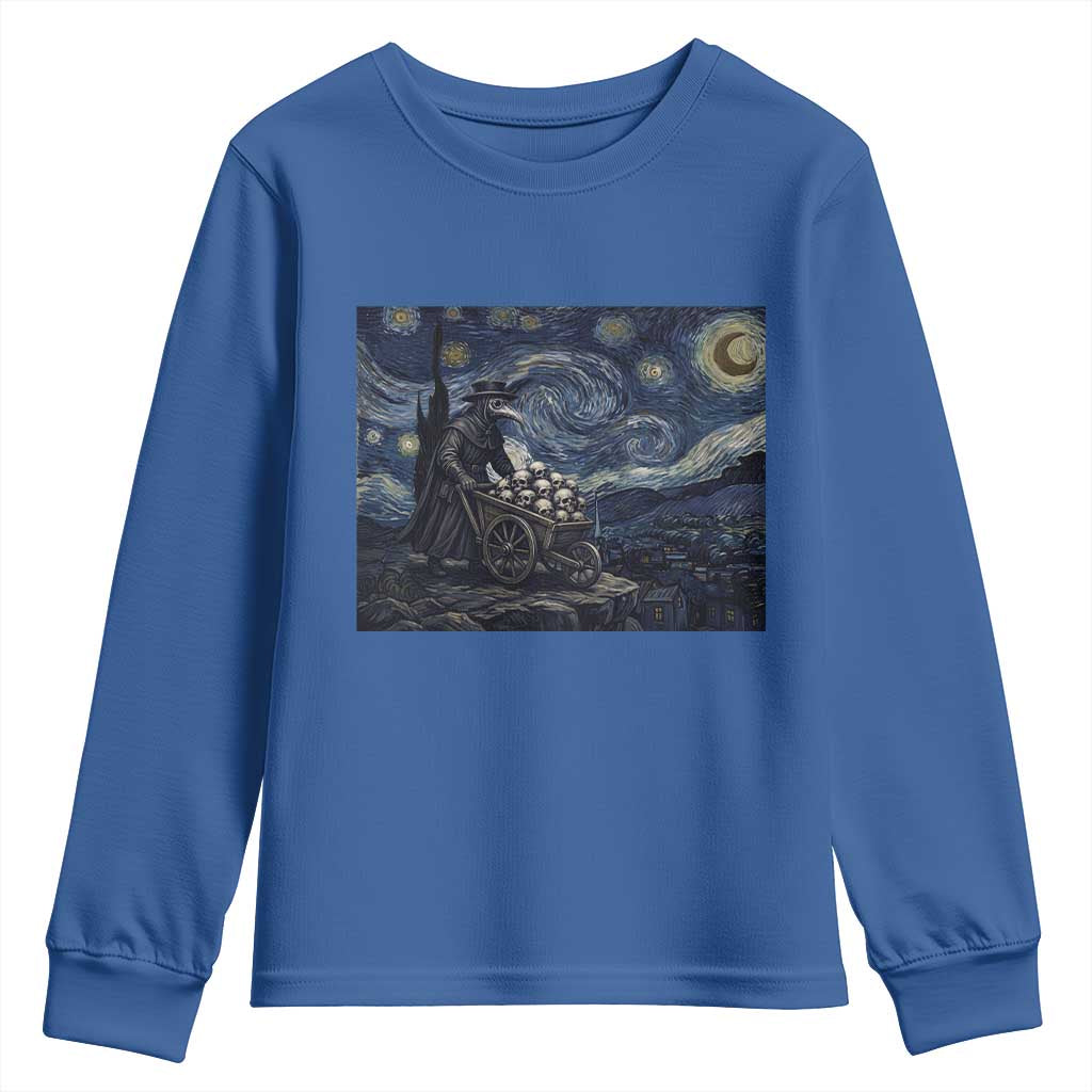 Gothic Plague Doctor Starry Night Inspired Youth Sweatshirt Dark Parody Horror