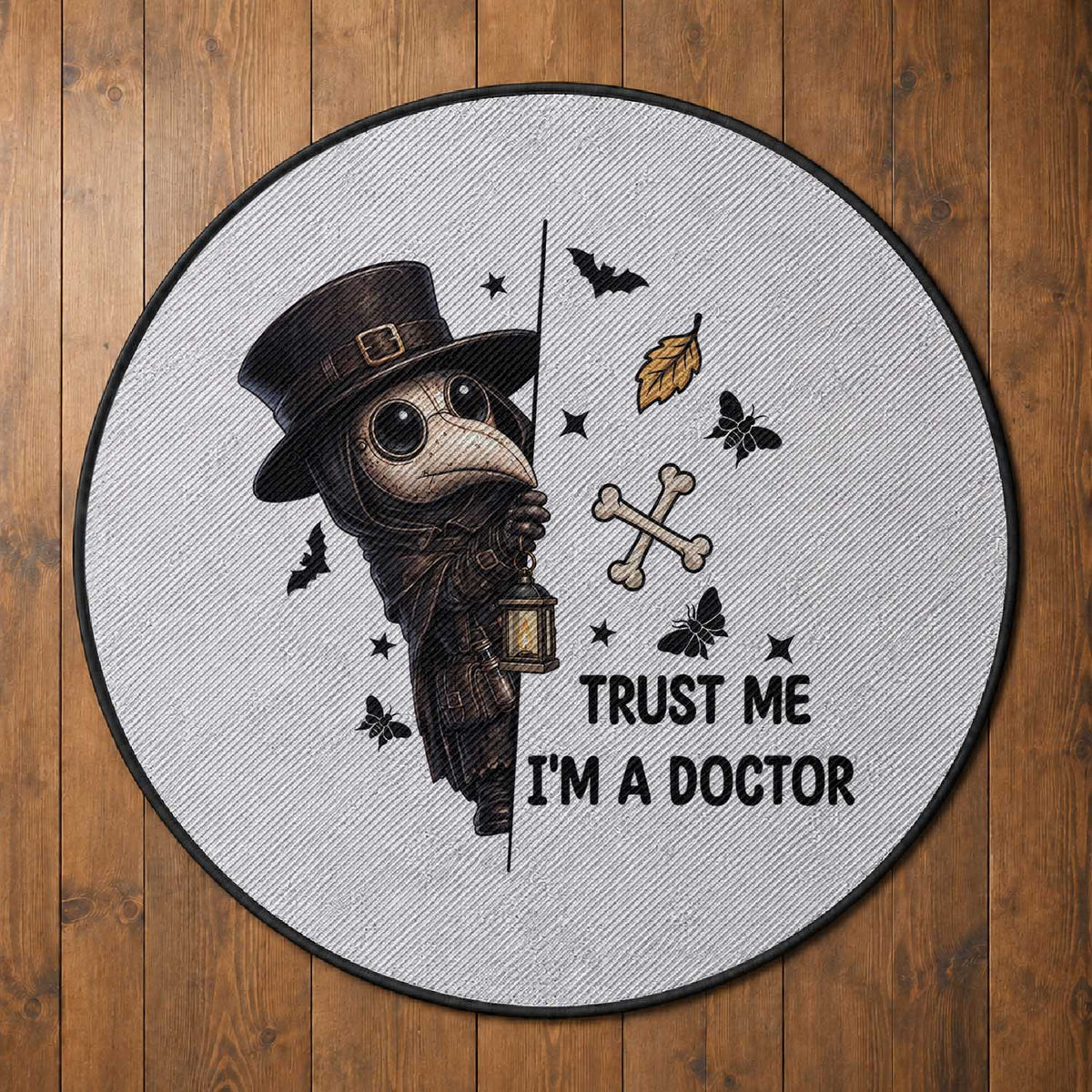 Cute Plague Doctor Trust Me Im A Doctor Round Rug Spooky Halloween Gift