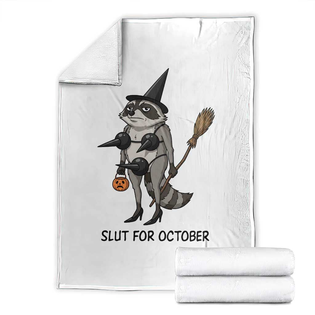 Funny Trashy Raccoon Witch Halloween Throw Blanket Slut For October