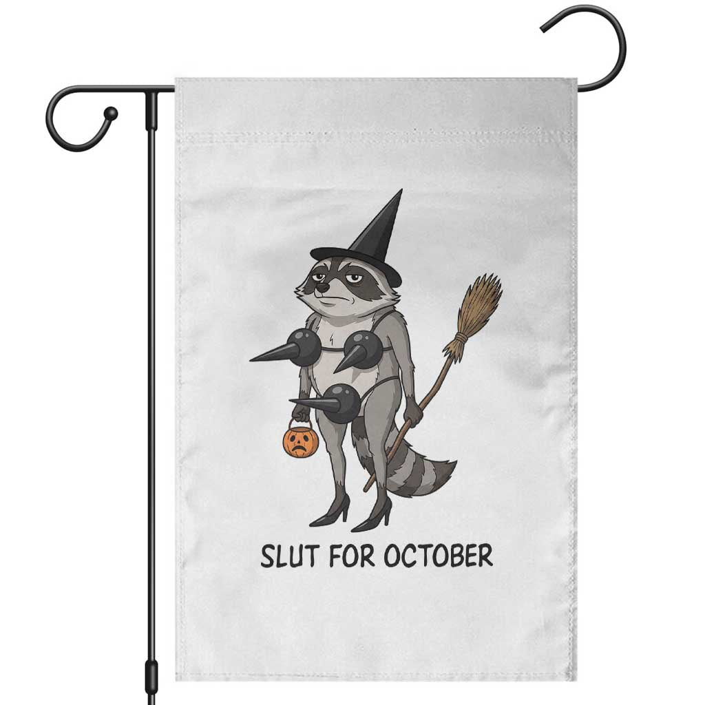 Funny Trashy Raccoon Witch Halloween Garden Flag Slut For October