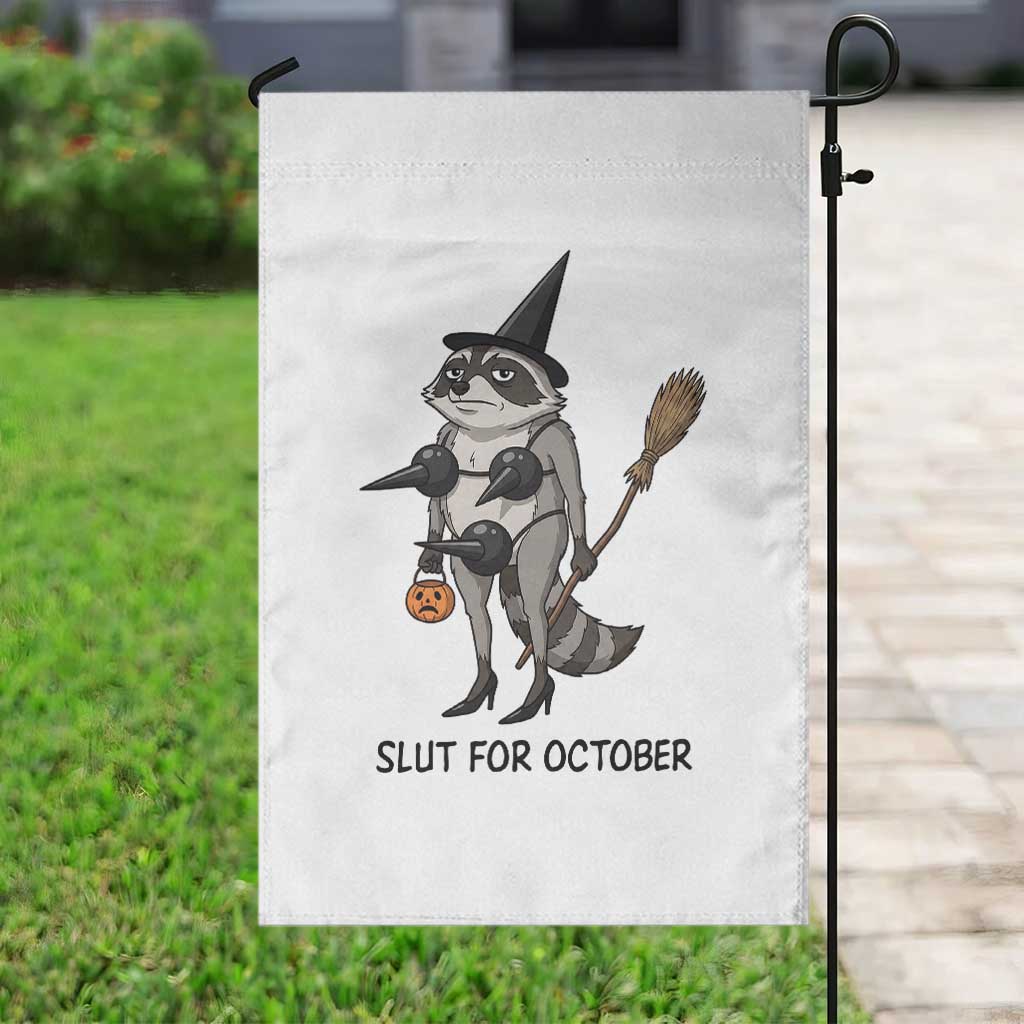 Funny Trashy Raccoon Witch Halloween Garden Flag Slut For October