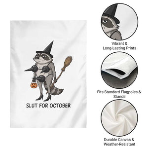 Funny Trashy Raccoon Witch Halloween Garden Flag Slut For October