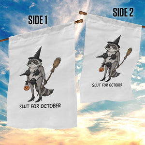 Funny Trashy Raccoon Witch Halloween Garden Flag Slut For October
