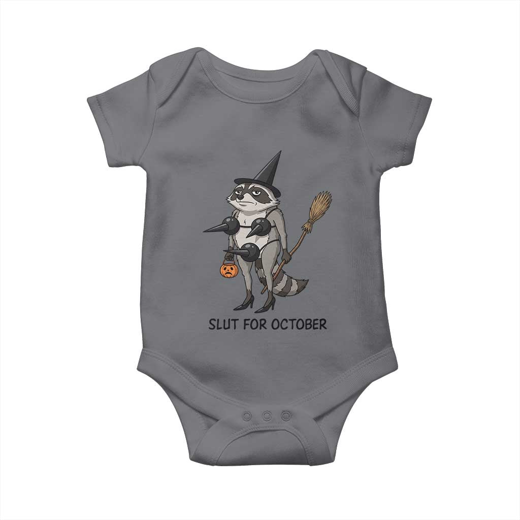 Funny Trashy Raccoon Witch Halloween Baby Onesie Slut For October