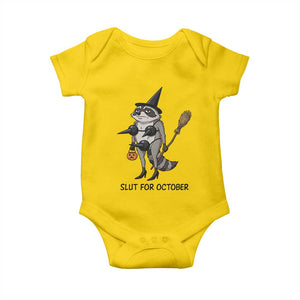 Funny Trashy Raccoon Witch Halloween Baby Onesie Slut For October