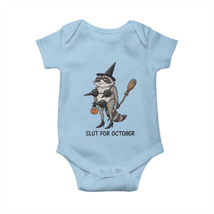 Funny Trashy Raccoon Witch Halloween Baby Onesie Slut For October