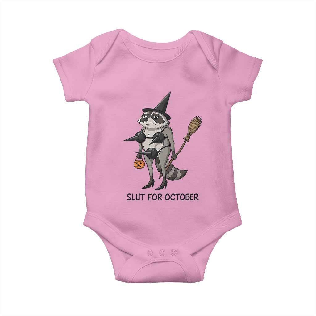 Funny Trashy Raccoon Witch Halloween Baby Onesie Slut For October