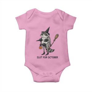 Funny Trashy Raccoon Witch Halloween Baby Onesie Slut For October