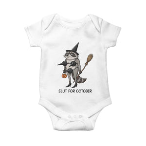 Funny Trashy Raccoon Witch Halloween Baby Onesie Slut For October