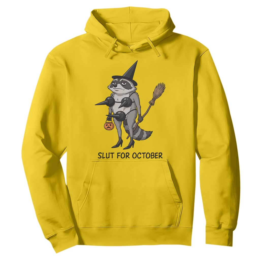 Funny Trashy Raccoon Witch Halloween Hoodie Slut For October