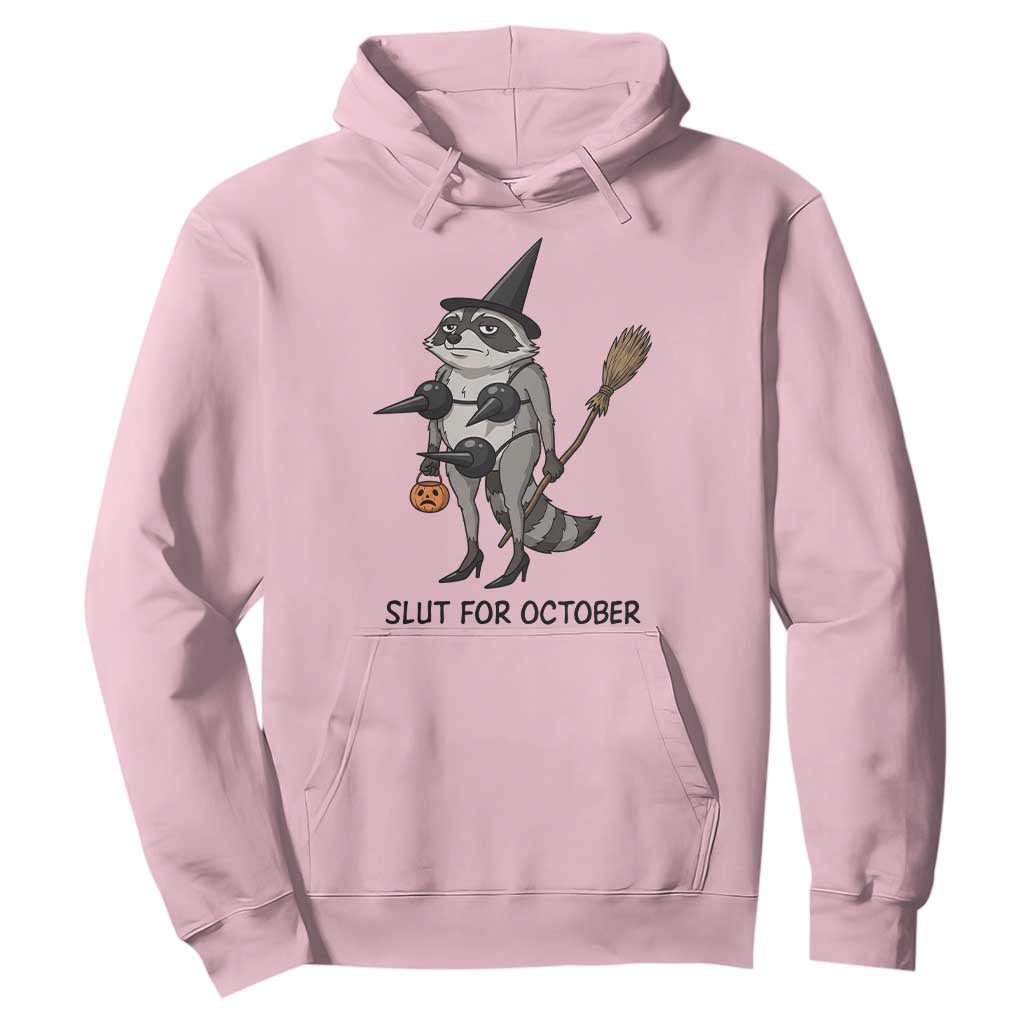 Funny Trashy Raccoon Witch Halloween Hoodie Slut For October