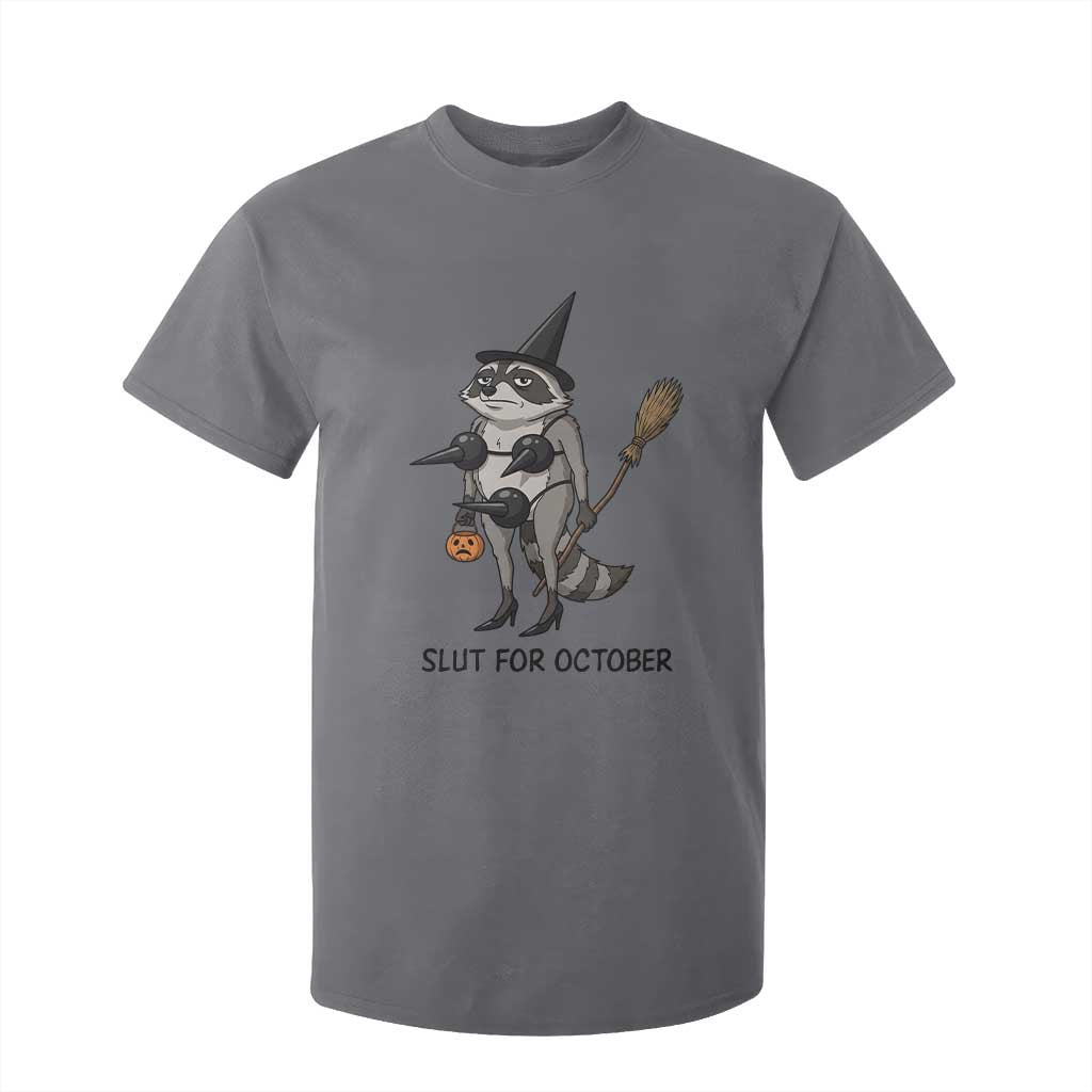 Funny Trashy Raccoon Witch Halloween T Shirt For Kid Slut For October