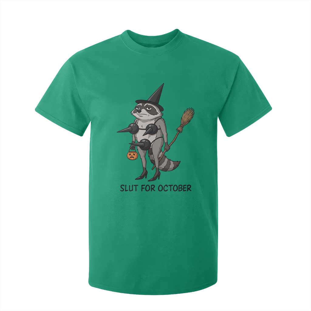Funny Trashy Raccoon Witch Halloween T Shirt For Kid Slut For October