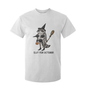 Funny Trashy Raccoon Witch Halloween T Shirt For Kid Slut For October