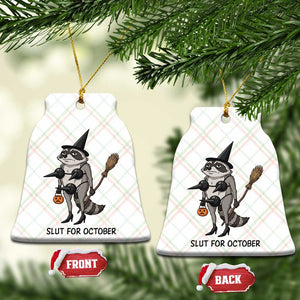 Funny Trashy Raccoon Witch Halloween Ceramic Ornament Slut For October