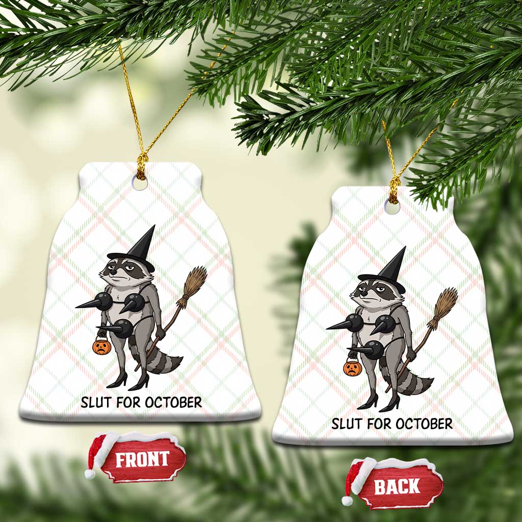 Funny Trashy Raccoon Witch Halloween Ceramic Ornament Slut For October