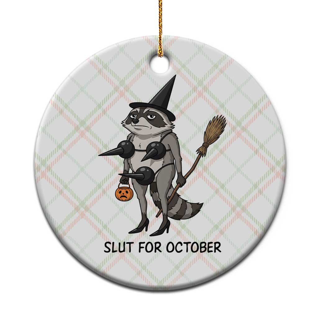 Funny Trashy Raccoon Witch Halloween Ceramic Ornament Slut For October